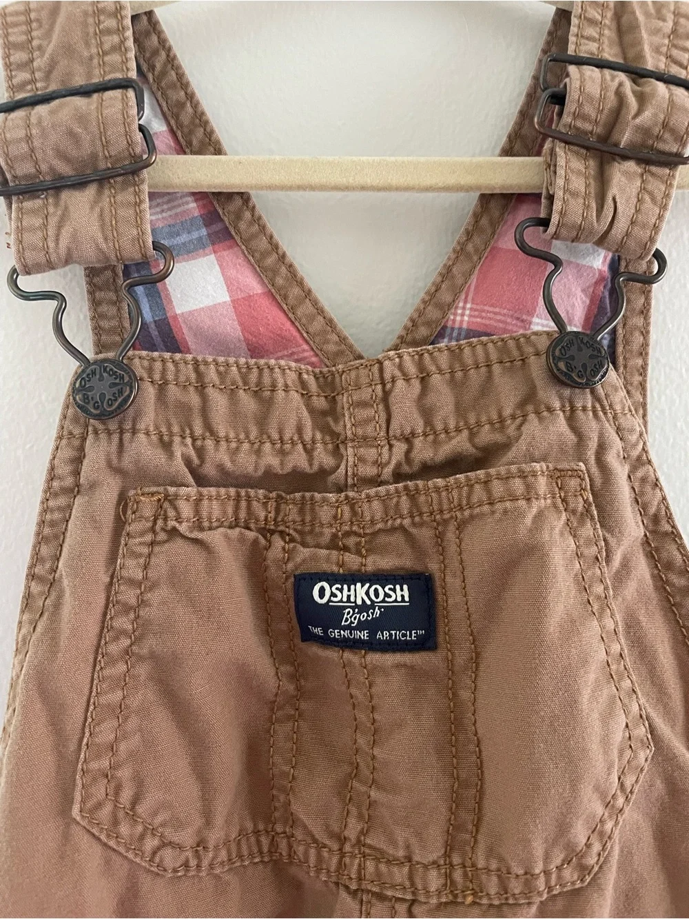 Toddler Boys 4T OshKosh B’gosh Khaki Flannel Overalls
